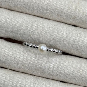 Jade Pearl Ring / 925 Sterling Silver