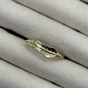 Gold Leaf Ring / 925 Sterling Silver