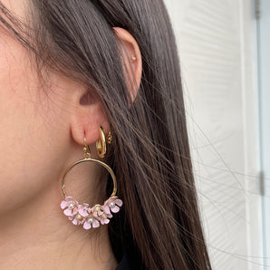 Flower Lily Earrings / Brass & Crystal