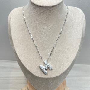 Initial Silver Necklace / Stainless  Steel
