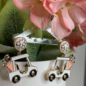 Golf Cap Earrings / Brass