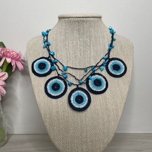 Blue Eye Necklace / Fiber