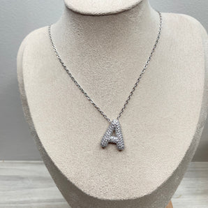 Initial Silver Necklace / Stainless  Steel