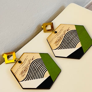 Johanna Earring / Stainless Steel & Wood