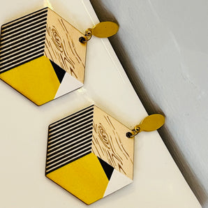 Johanna Earring / Stainless Steel & Wood